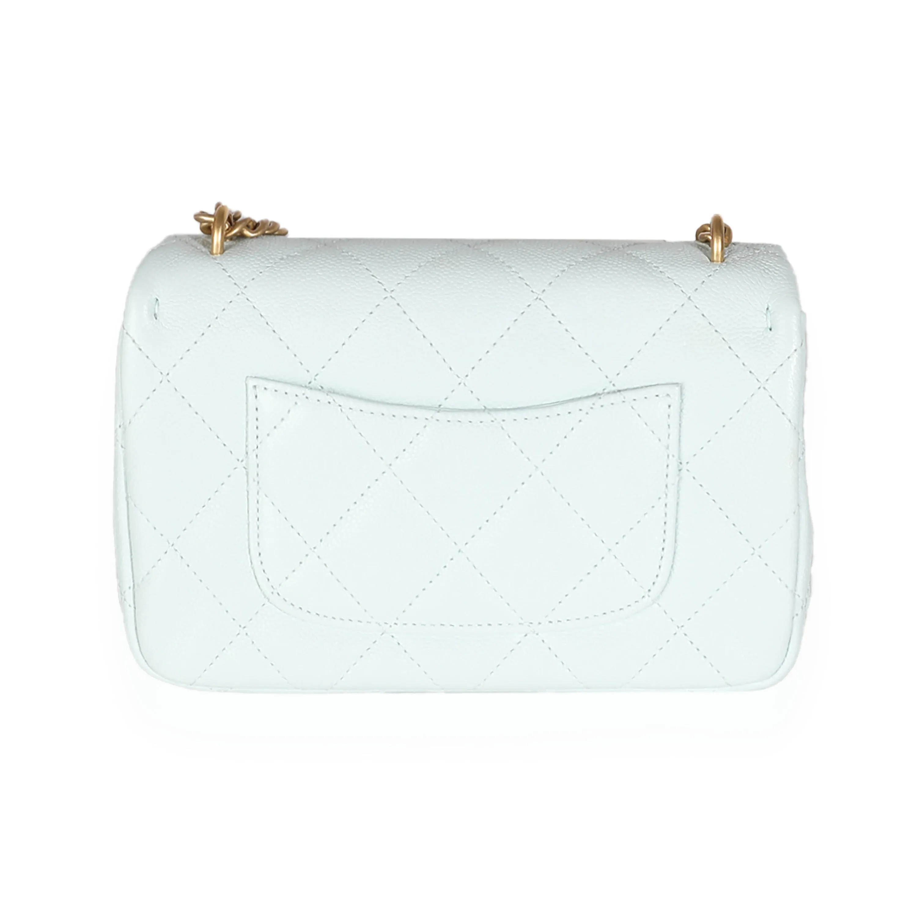24P Blue Quilted Caviar Sweetheart Crush Mini Flap Bag