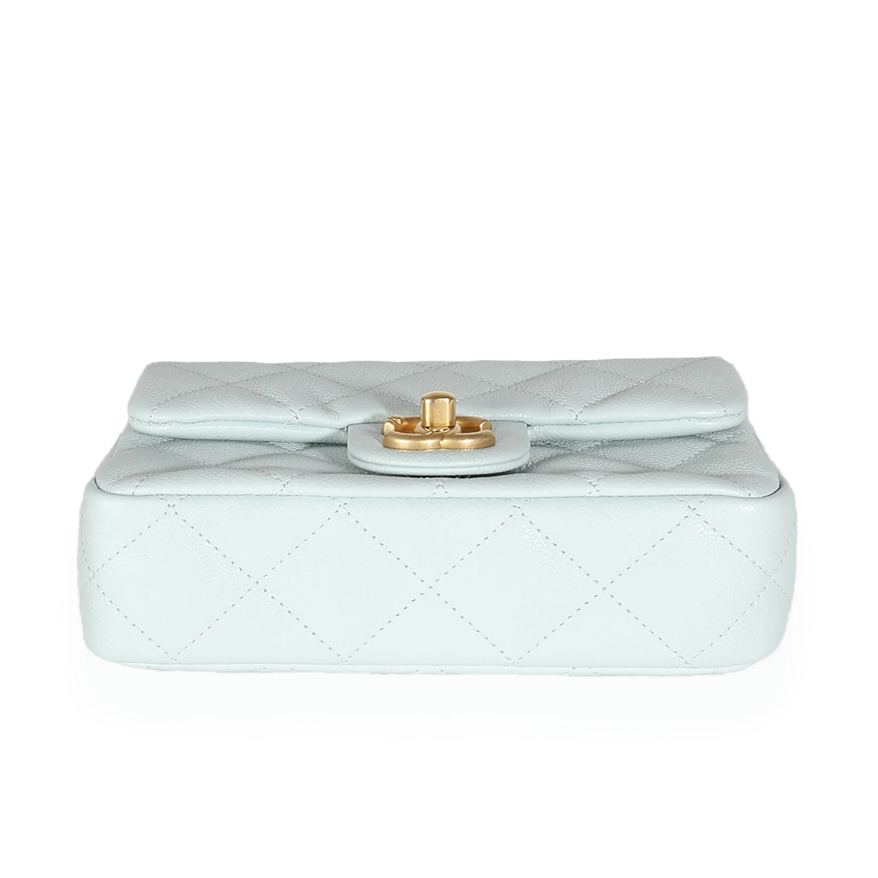 24P Blue Quilted Caviar Sweetheart Crush Mini Flap Bag