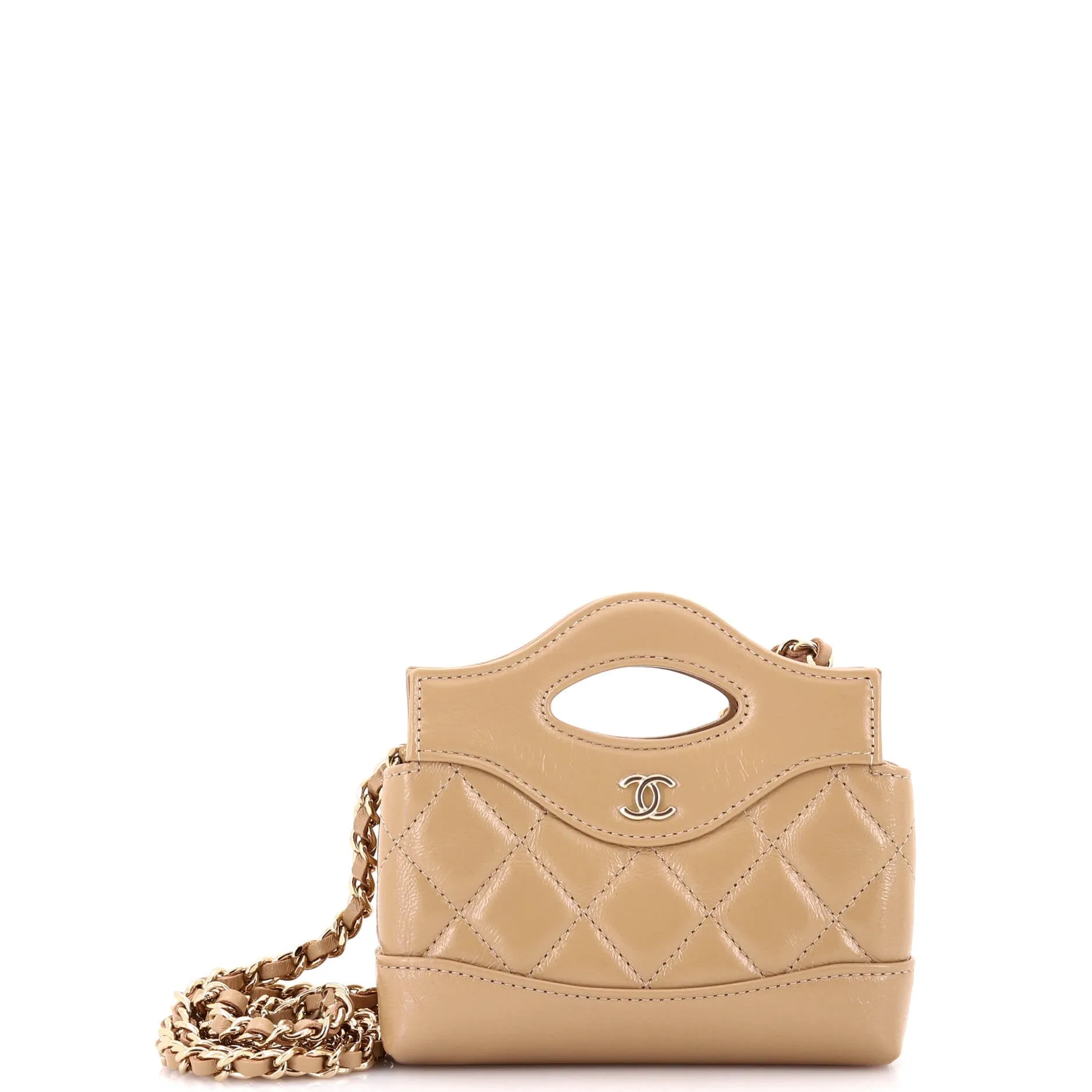 31 Shopping Bag Clutch with Chain Quilted Calfskin Nano