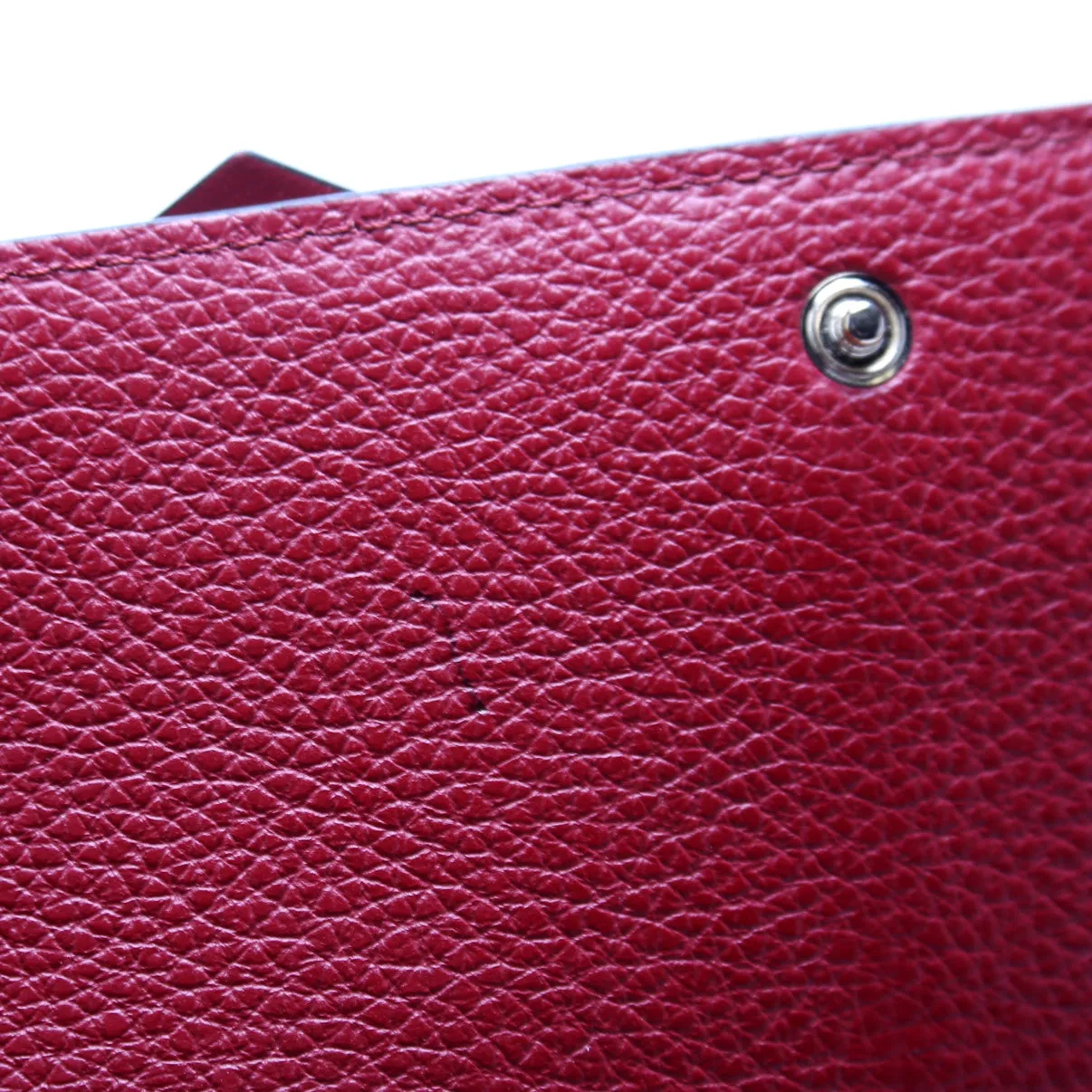 Alphabet Grain Leather Long Wallet Red