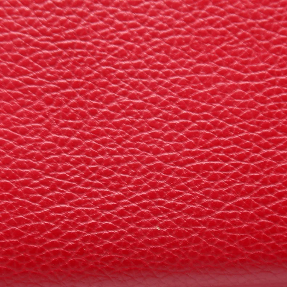 Alphabet Grain Leather Long Wallet Red