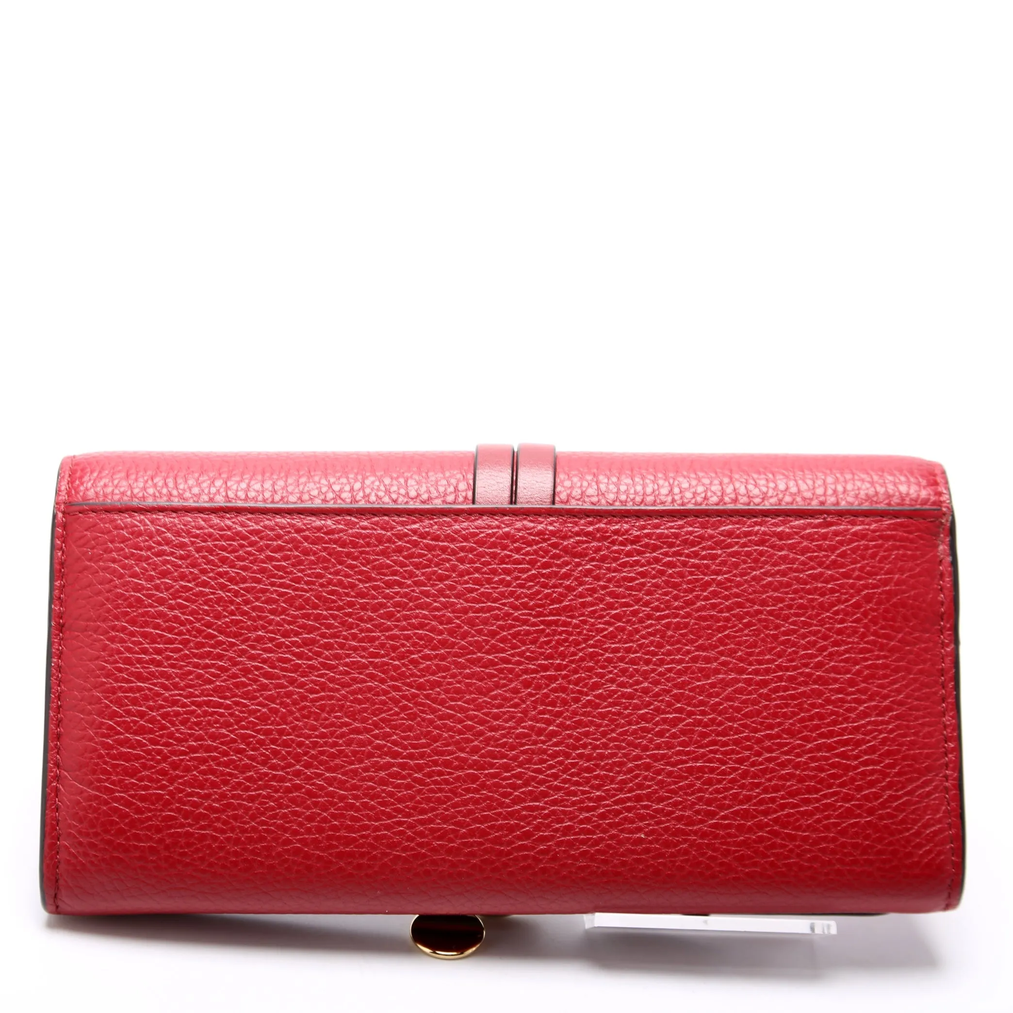 Alphabet Grain Leather Long Wallet Red