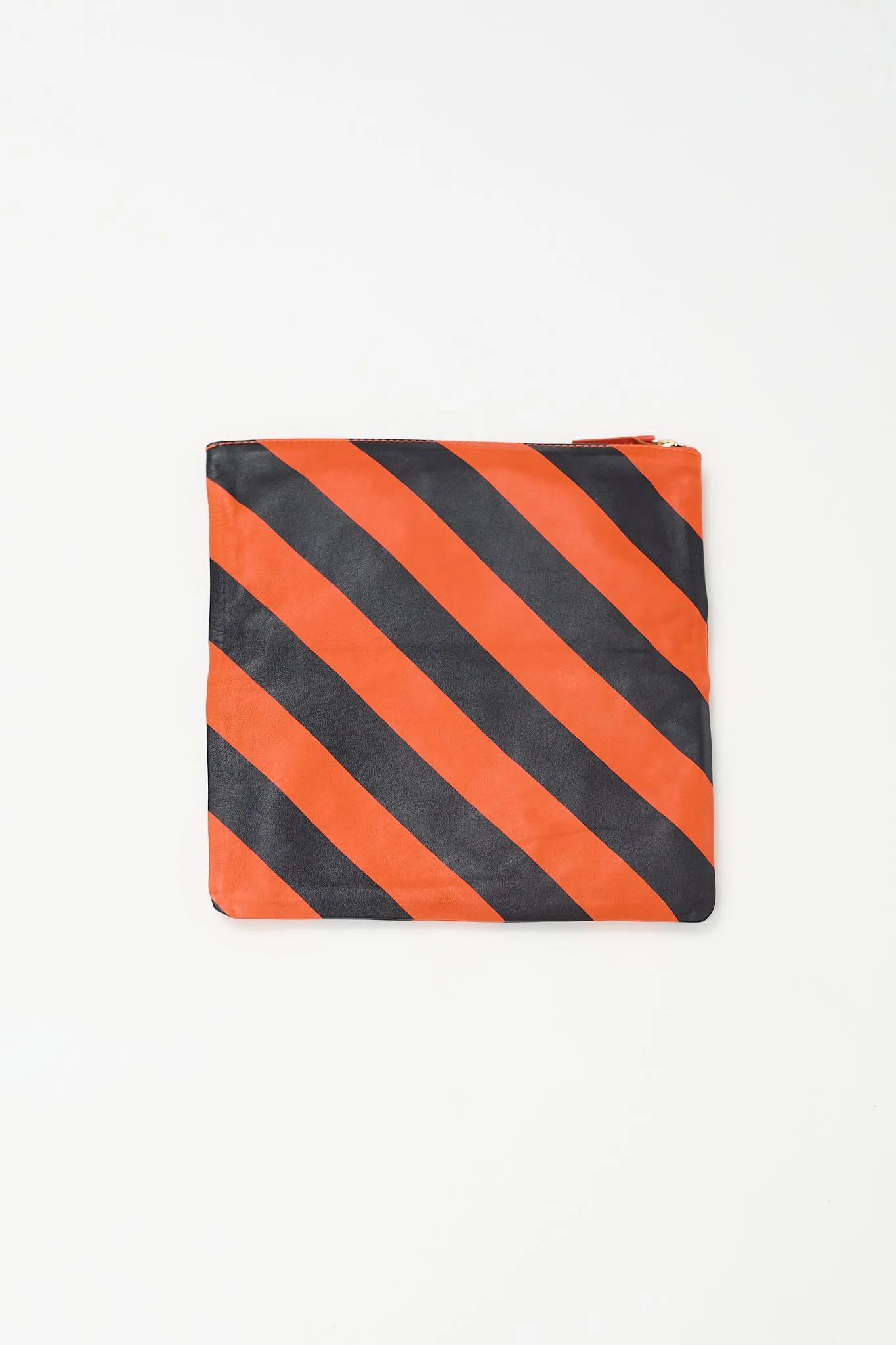 Black & Orange Leather Foldable Zip Pouch