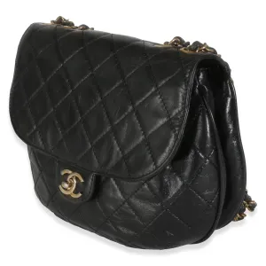 Black Glazed Quilted Calfskin Medium CC Bubble Flap Bag