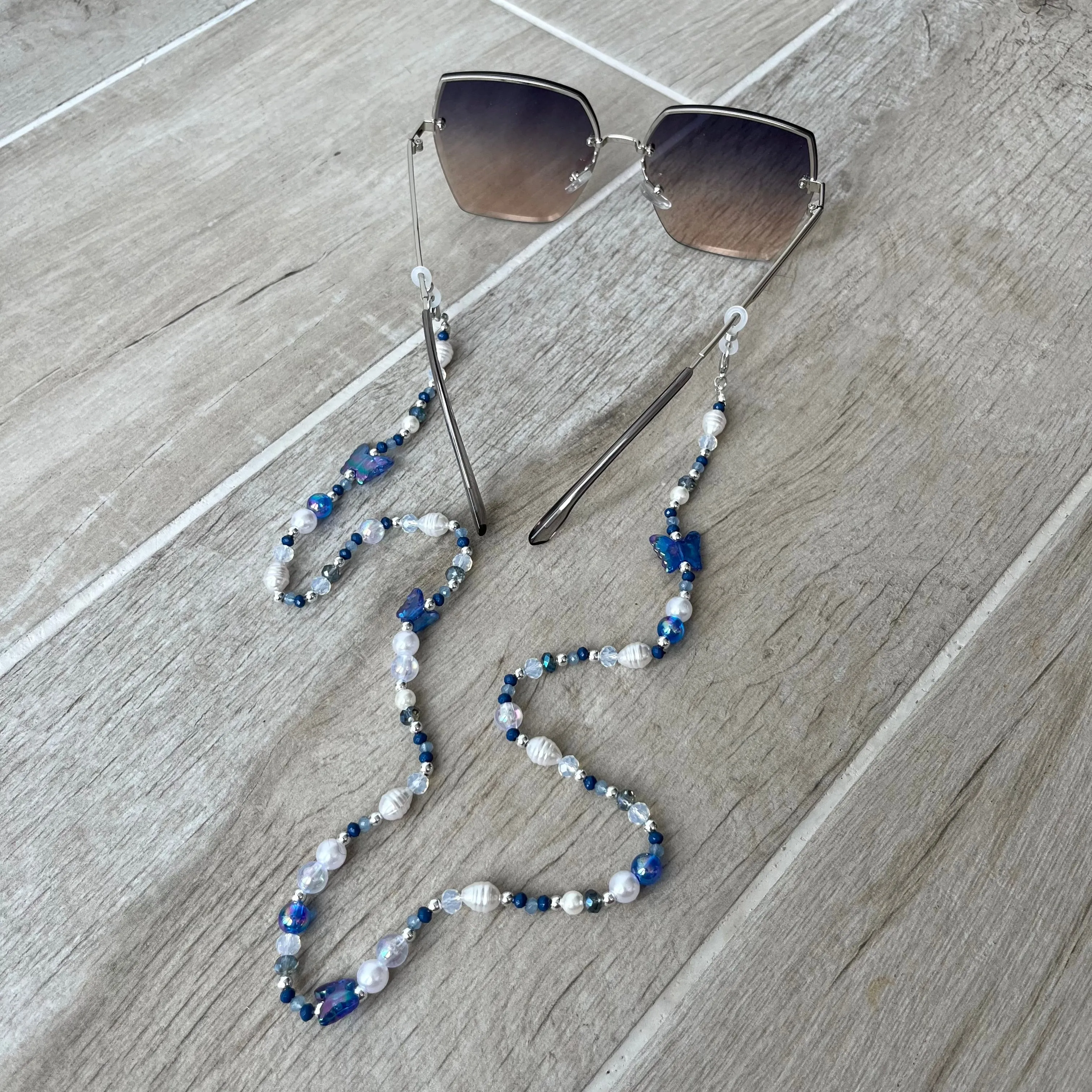 Blue Butterfly Glasses Chain