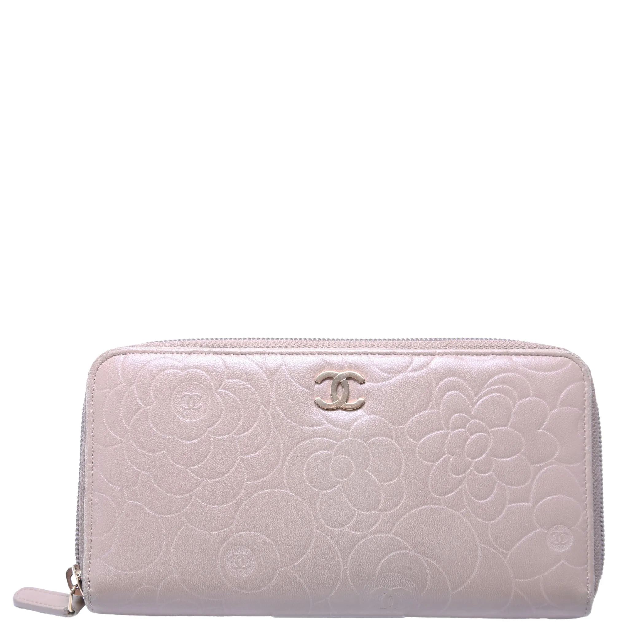 Camellia Zip Around Wallet Lambskin Turtledove