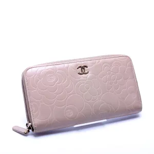 Camellia Zip Around Wallet Lambskin Turtledove