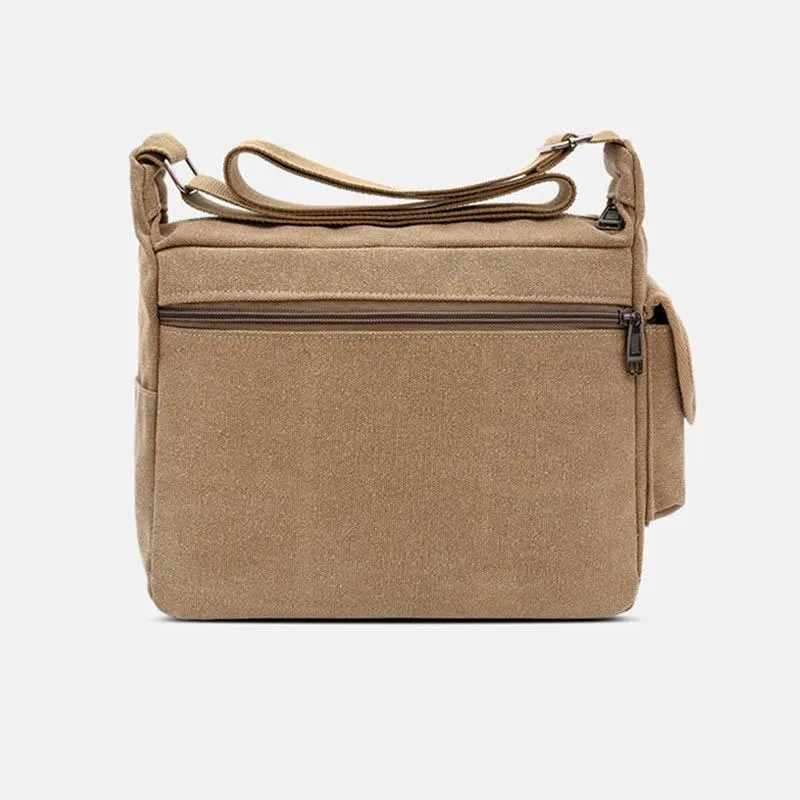 Canvas Multi-Pocket Retro Large Crossbody Bag