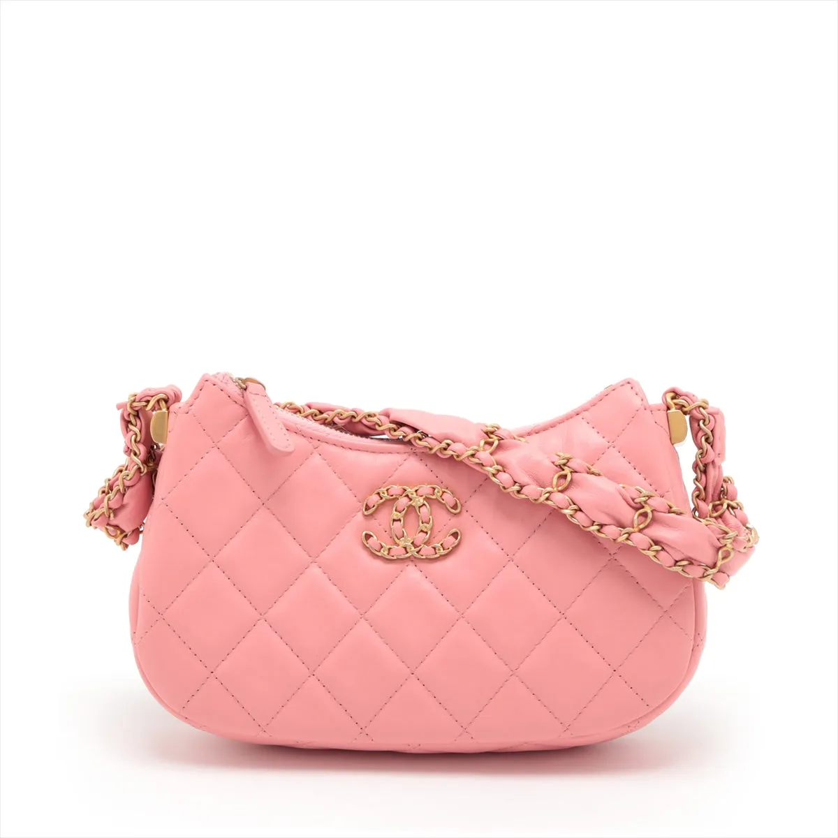 Chanel 19 in Chain Shoulder Bag Hobo Bag Pink G