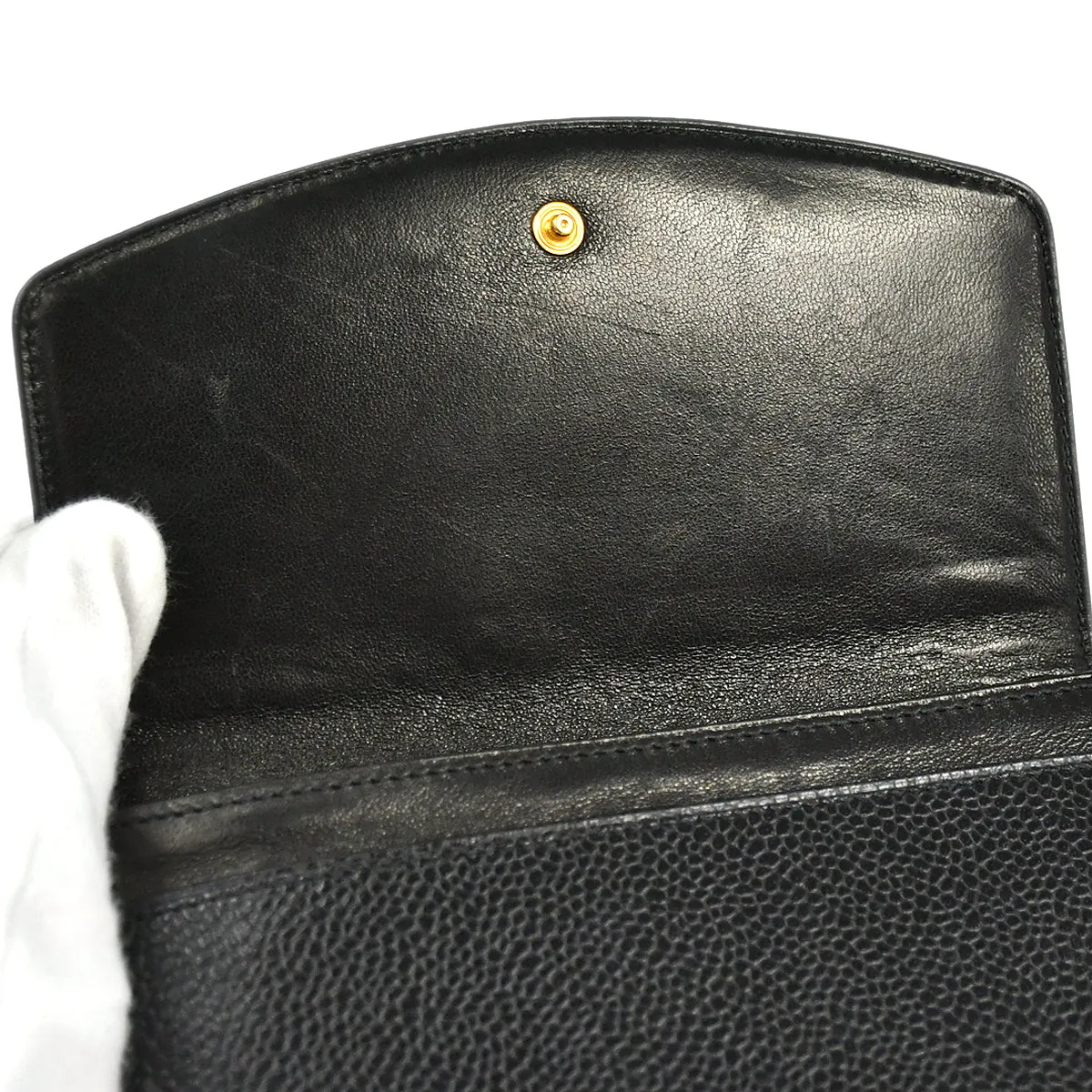CHANEL 1994-1996 Timeless Coin Case Caviar Black 97297