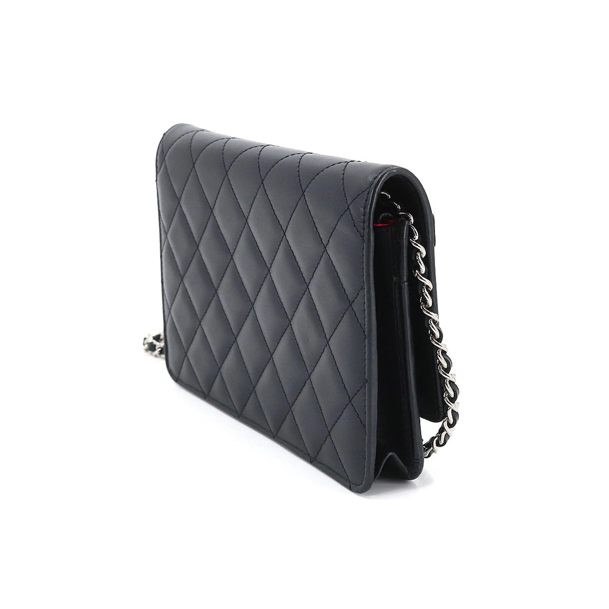 CHANEL cambon line chain wallet folio long leather enamel black A46646 Cambon Line Chain Wallet