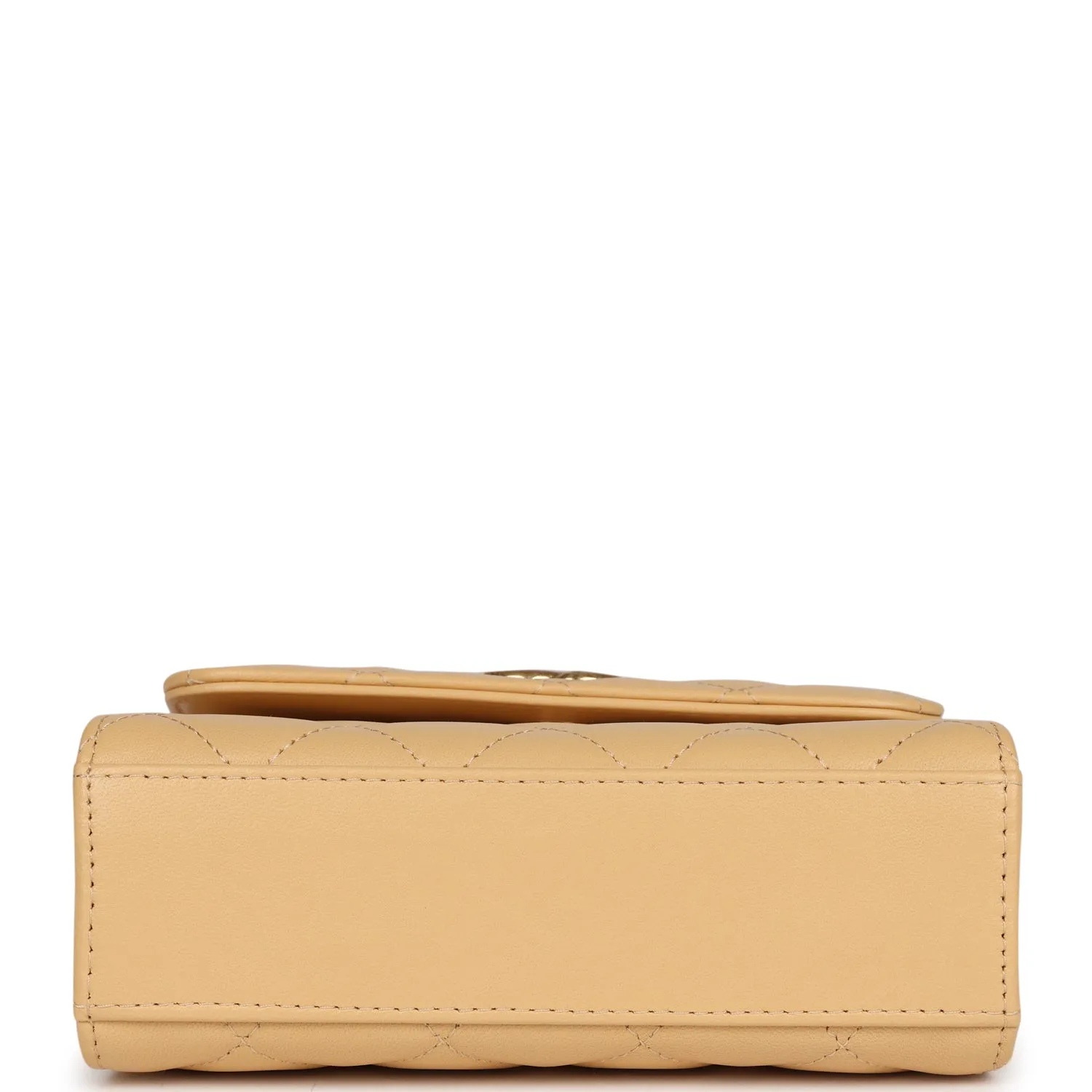 Chanel Clutch with Top Handle Beige Lambskin Antique Gold Hardware