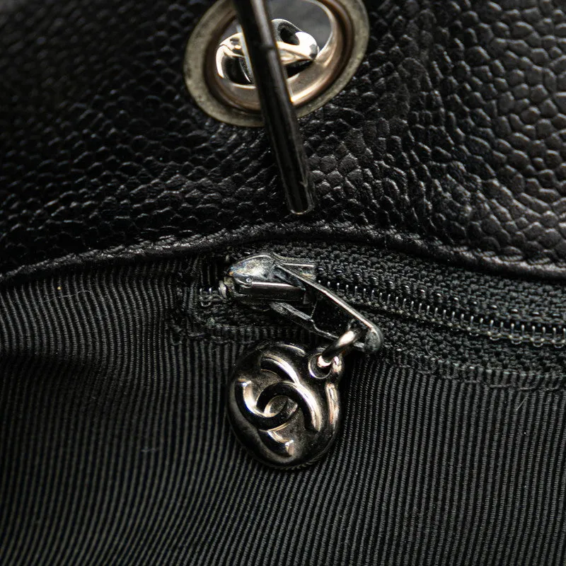 Chanel Coco Tote Bag Chain Shoulder Bag Black Silver Caviar S  CHANEL