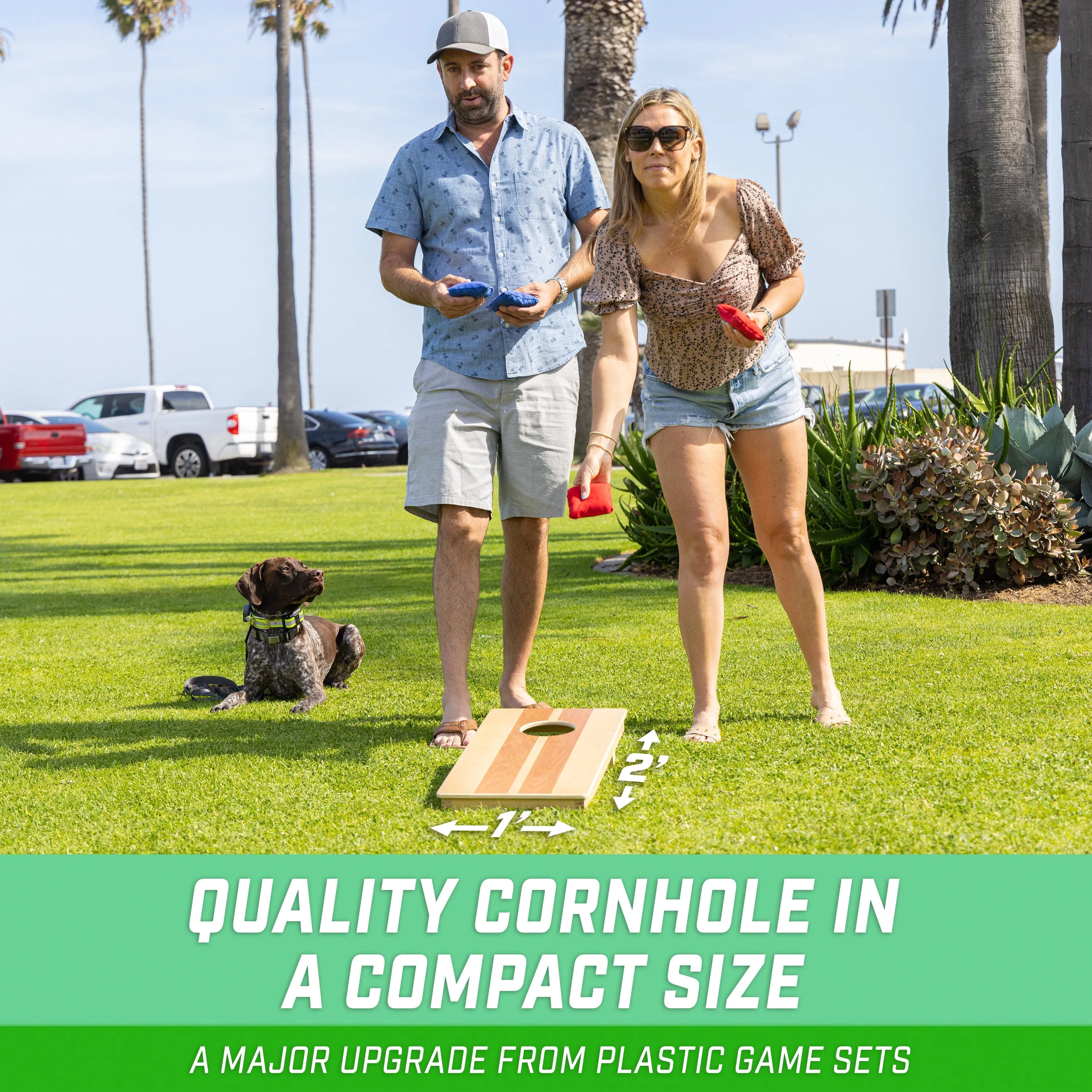 GoSports 2 ft x 1 ft Travel Size Premium Wood Cornhole Game Set