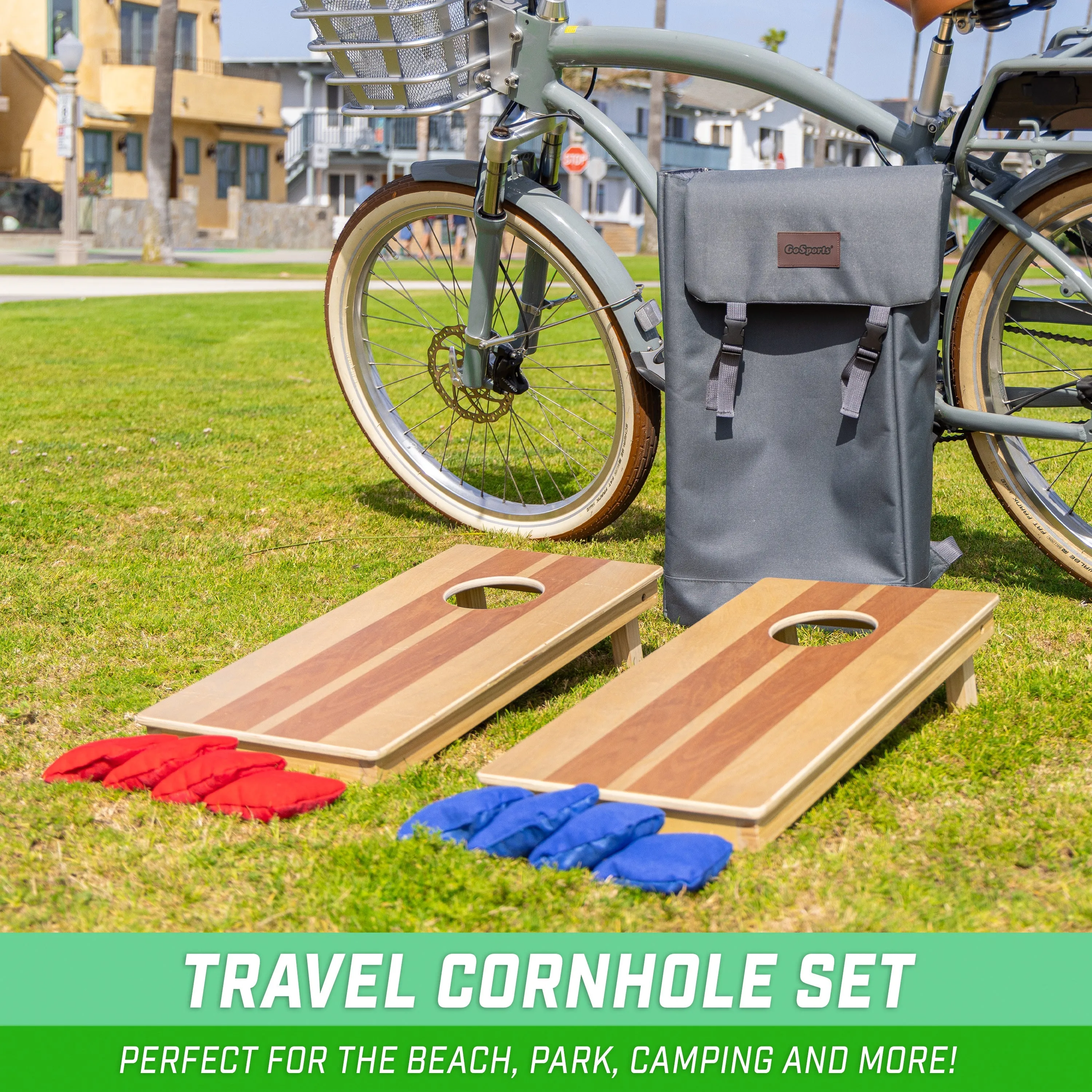 GoSports 2 ft x 1 ft Travel Size Premium Wood Cornhole Game Set