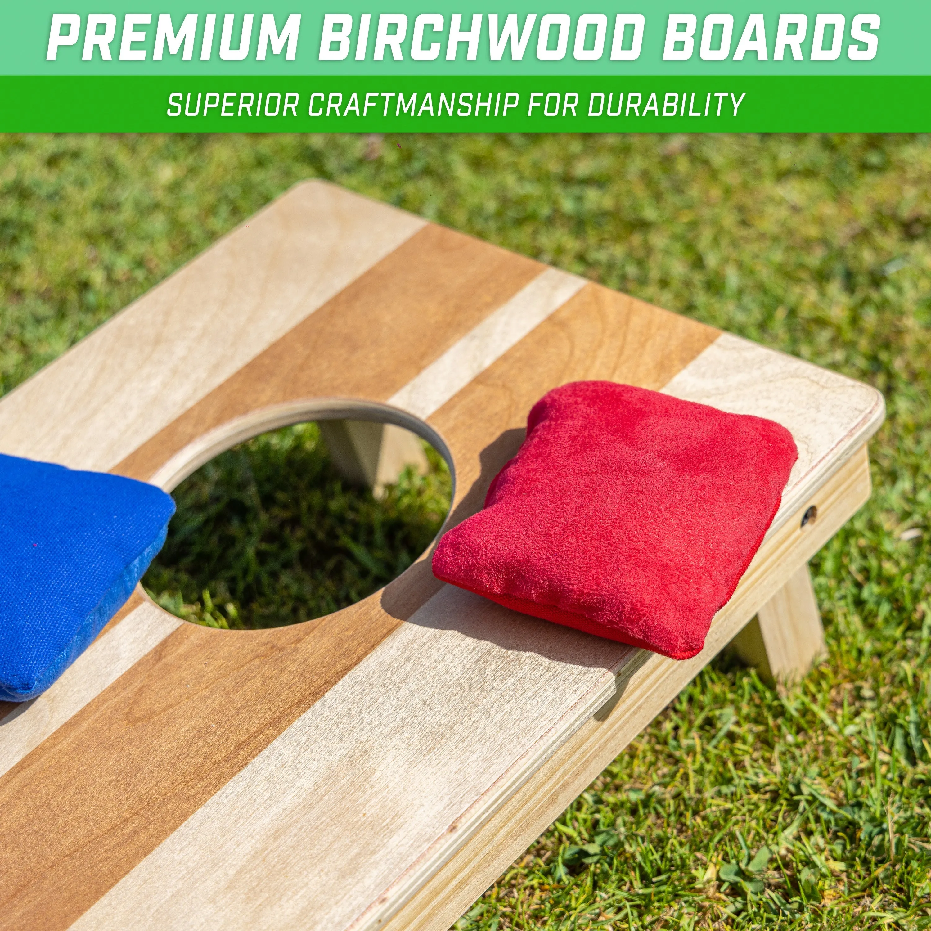 GoSports 2 ft x 1 ft Travel Size Premium Wood Cornhole Game Set