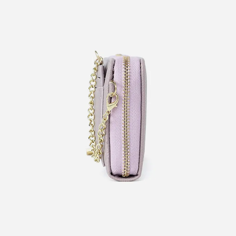 Horizontal Long Checkbook Wallet Solid Color Zipper Coin Purse