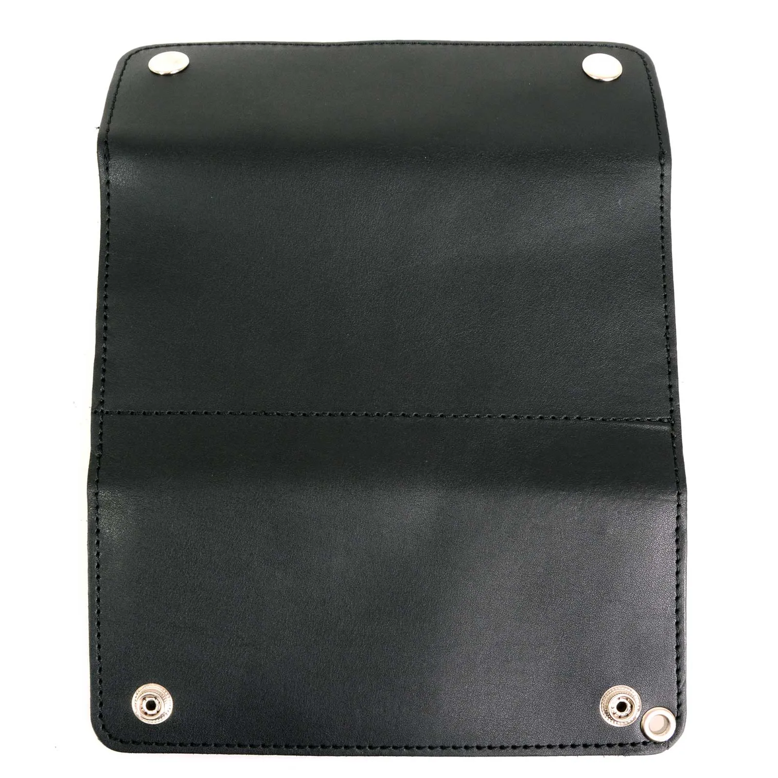 Milwaukee Leather MLW7811 Men's 8 Black Leather Biker Wallet - Bi-Fold w/ Anti-Theft Stainless Steel Chain