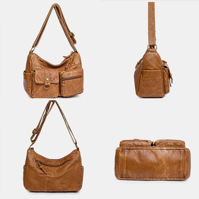 Multi-Pocket Large Capacity Vintage Crossbody Bag