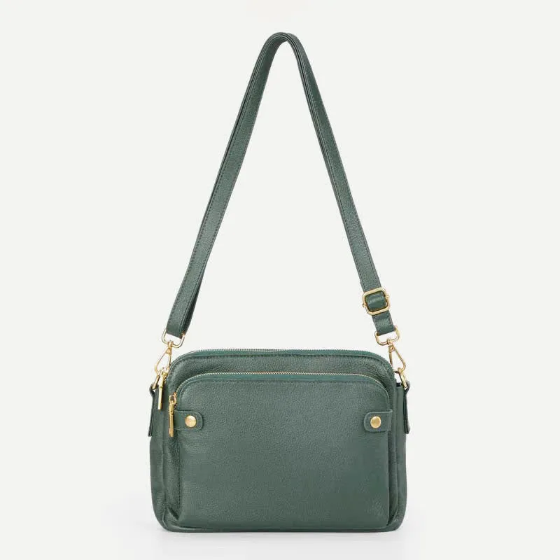Multi-Pocket Soft PU Clutch Bag Vintage Cross Body Shoulder Bag