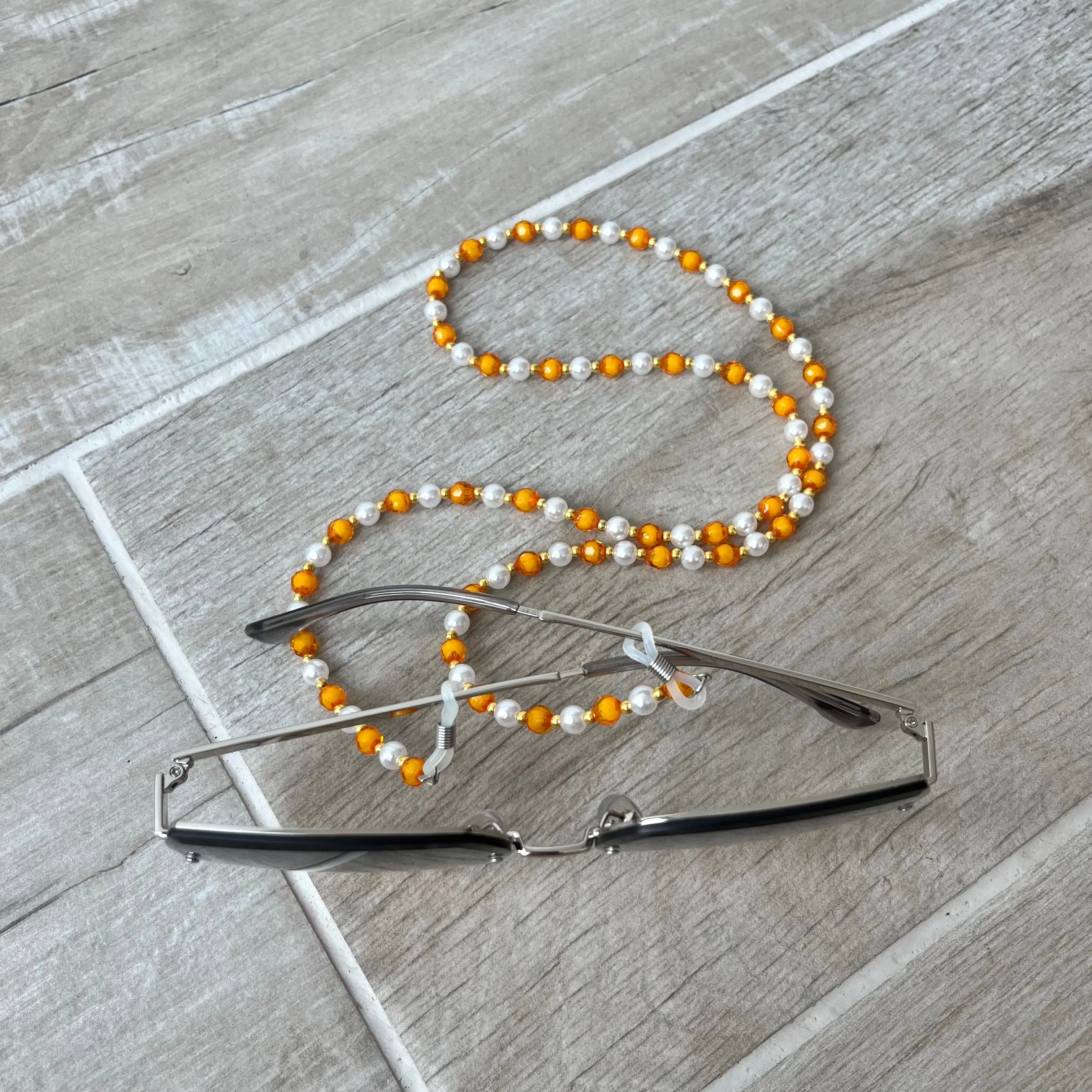 Orange Pearl Glasses Chain