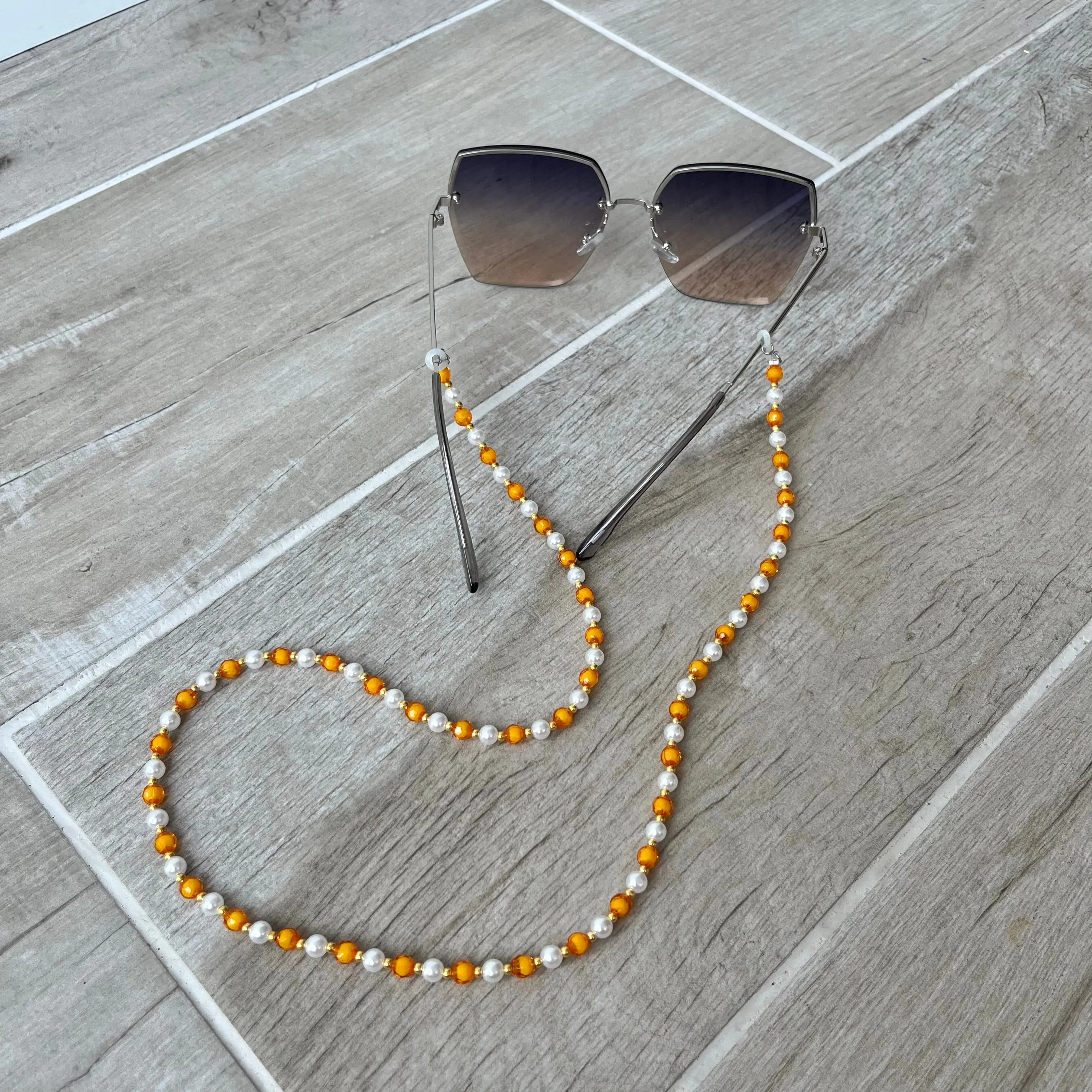 Orange Pearl Glasses Chain