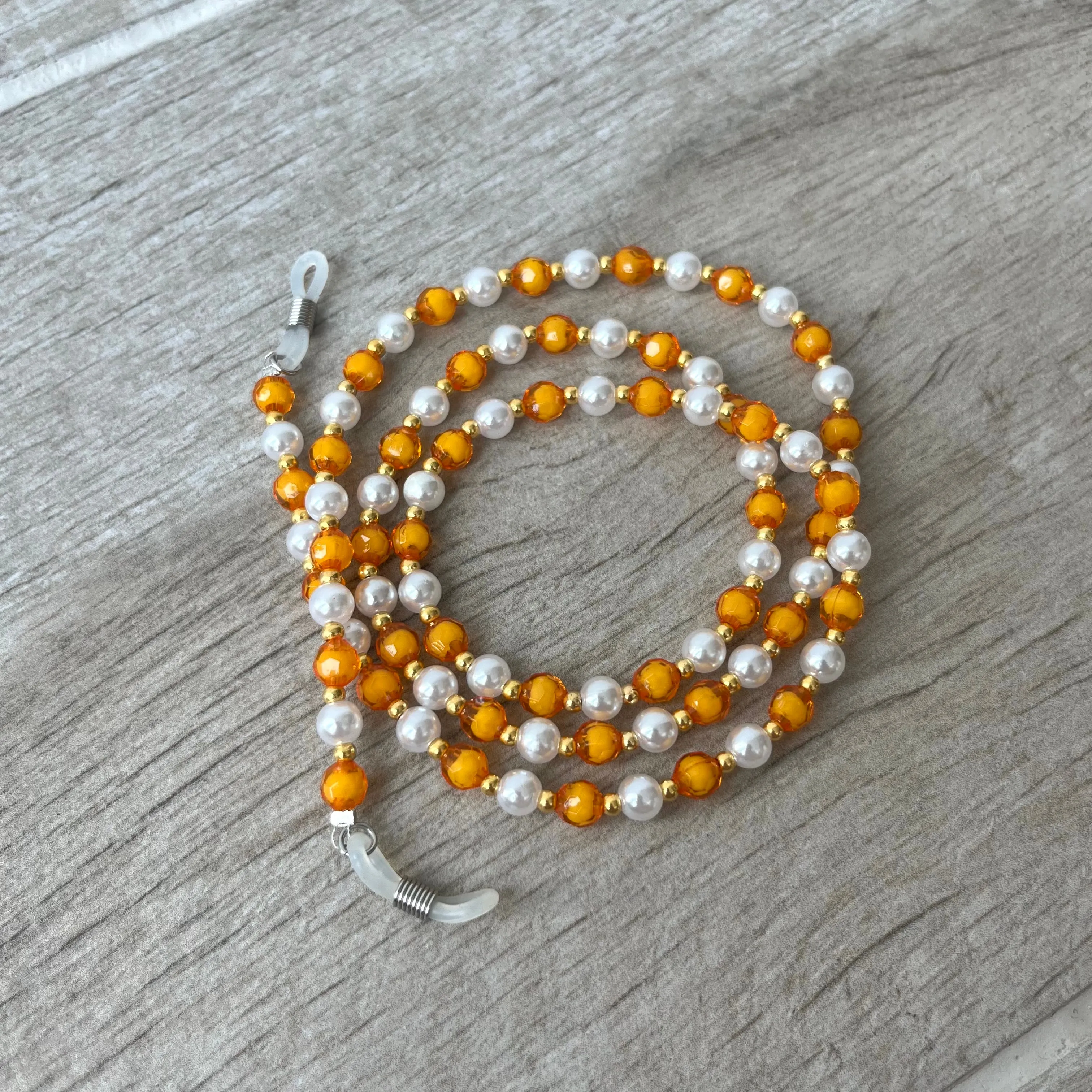 Orange Pearl Glasses Chain