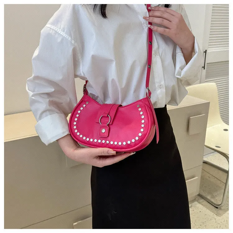Rivet Crossbody Bag For Ladies Minimalist Punk Classic Purse