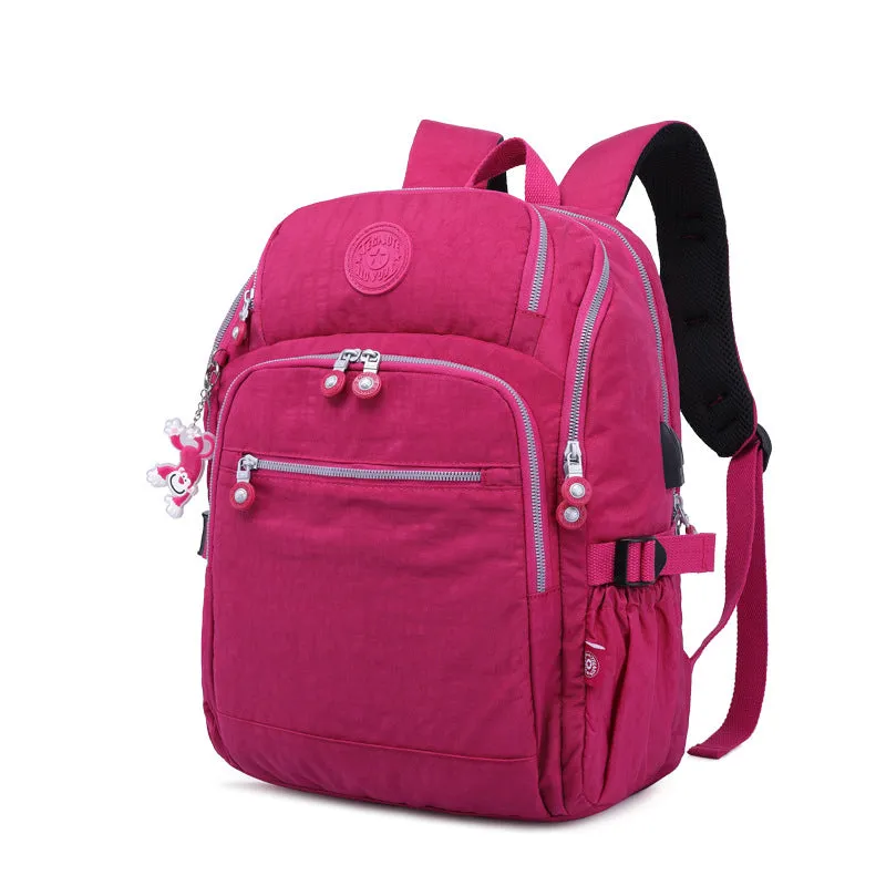 Solid Color Multi-pocket Travel Backpack