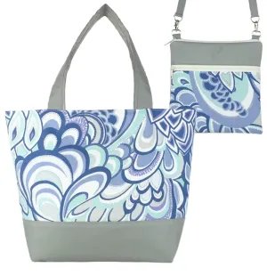 Swirled Paisley in Grey | Grey Nylon | Tote Bag Set