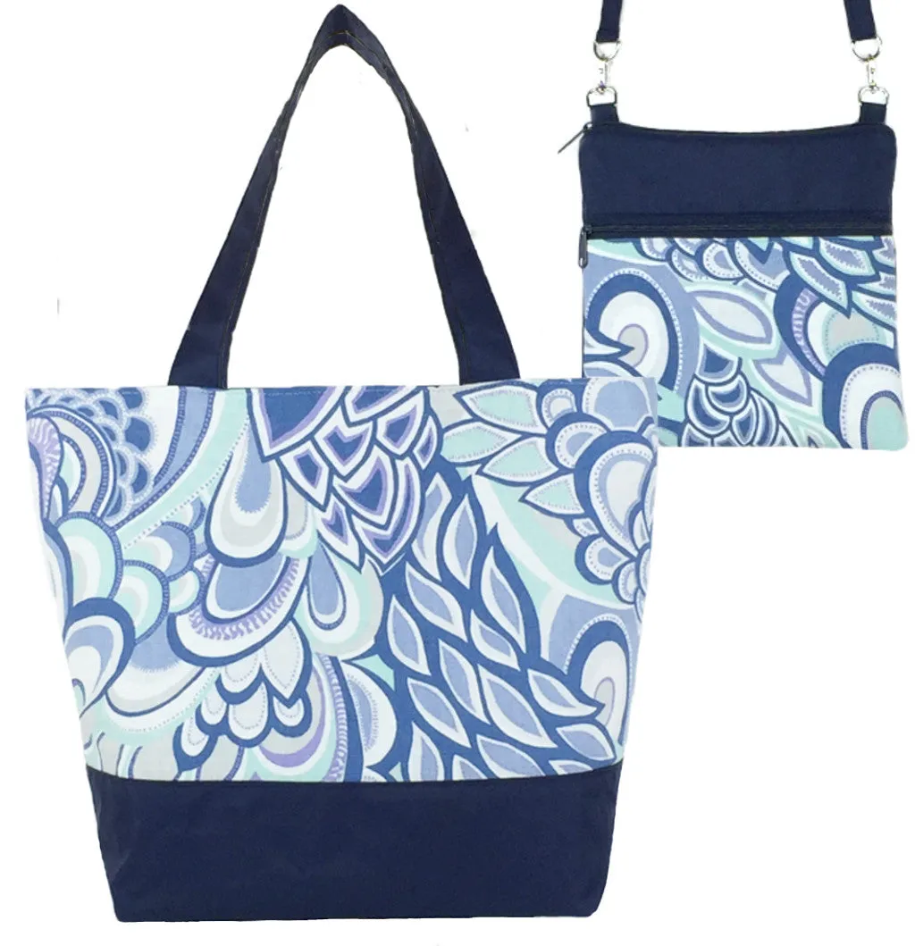 Swirled Paisley in Grey | Navy Nylon | Tote Bag Set