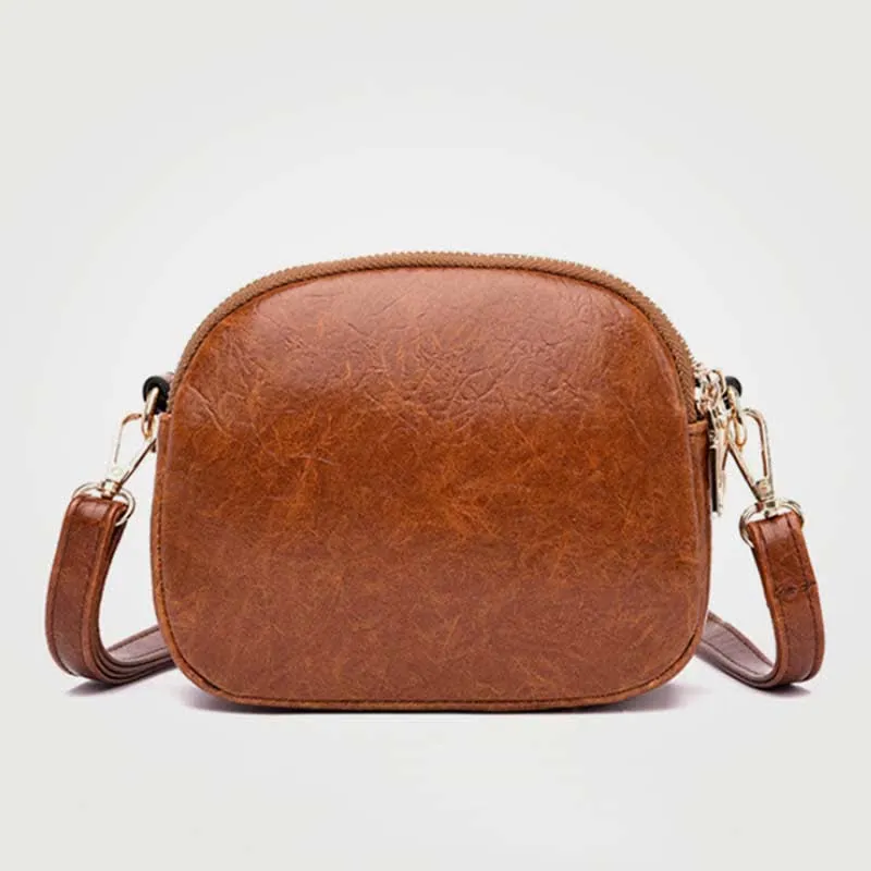 Triple Zip Small Crossbody Bag Leather Handbag Shoulder Purses for Women
