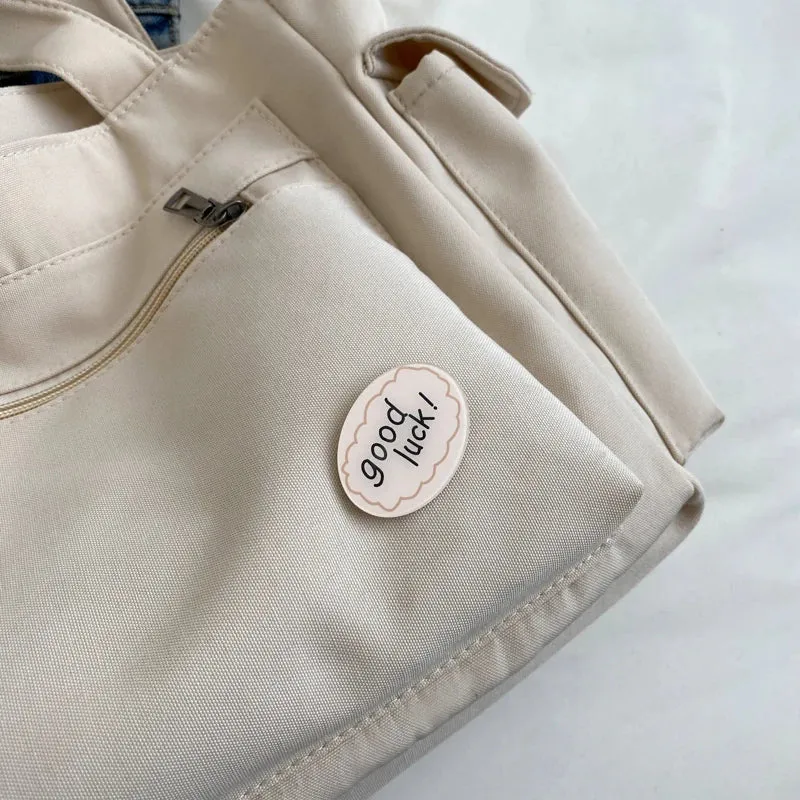 UAKISS  -  Quality Big Tote Bags For Women Canvas Fabric Pure Color Multi-pocket Large Capacity Shoulder Shoppers 2024 New Fashion Handbags