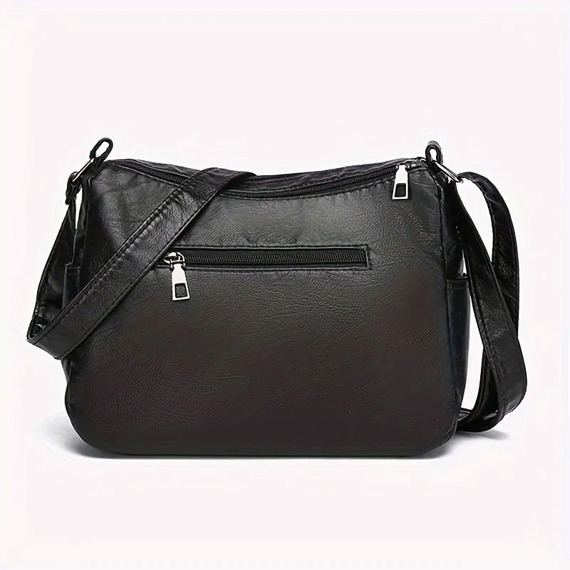 Uakiss  Soft Vegan Crossbody Bag | Fashionable Women's Multi-Pocket Tote Wallet with Multiple Zippers