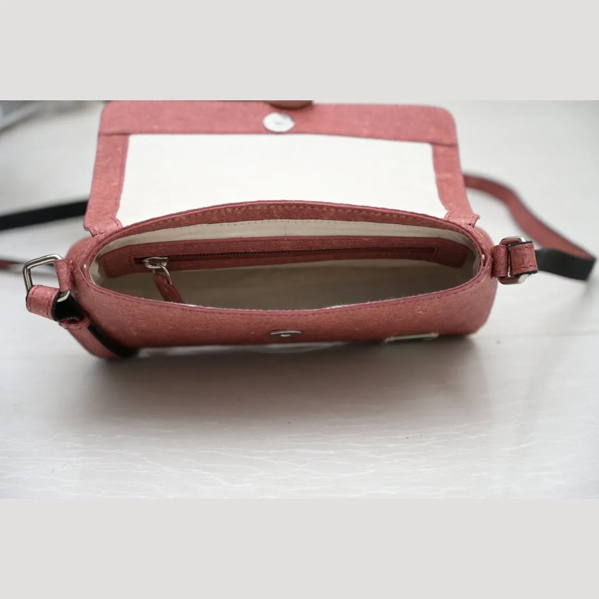 Women Cross Body Stylish Bag | Coconut Leather | Multi Pocket | Madder Red