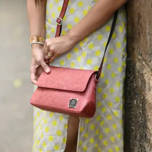 Women Cross Body Stylish Bag | Coconut Leather | Multi Pocket | Madder Red